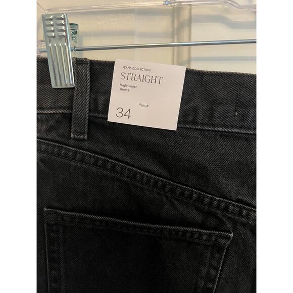 NEW Mango Women's 2 Black Jean Shorts Zoe High Waist Straight Fit Denim - Picture 10 of 13